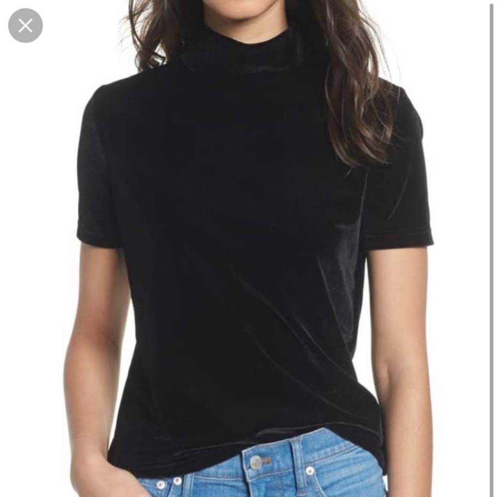 Madewell Velvet Mockneck Tee Black Size Medium